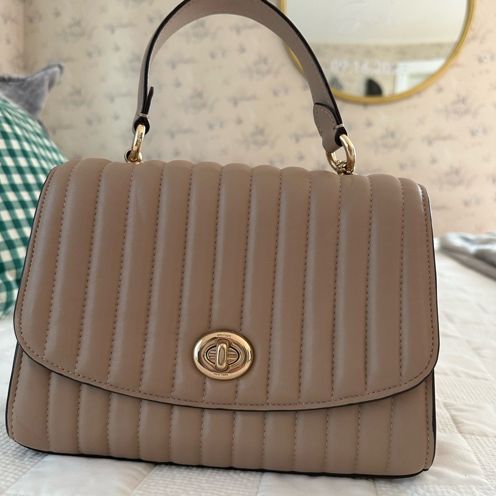 Coach Tan/ dusty pink Quilted Handbag